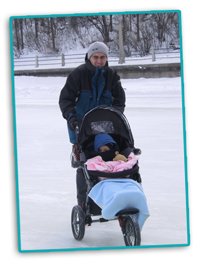 My husband skating with my daughter on the “Rideau canal” in Ottawa