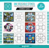 Stained Glass  Scrapbooking Stencil front cover 6 layout examples 